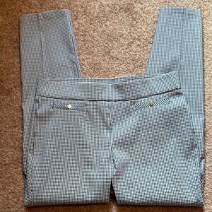 NWOT Anne Klein Navy and White Checked Pull on Cropped Pants Cute!